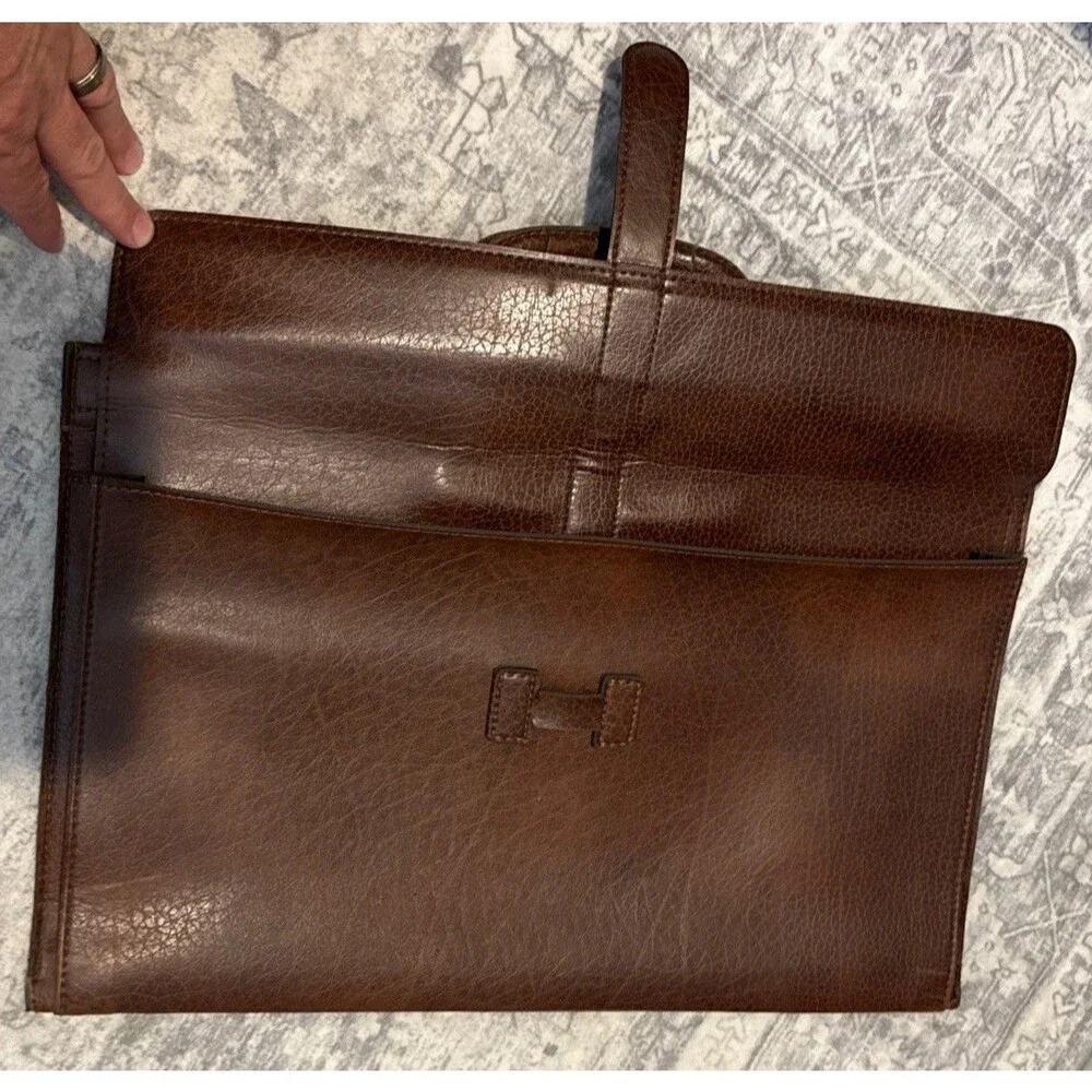 Vtg  faux Leather Legal Portfolio Briefcase Document Messenger Bag attaché case